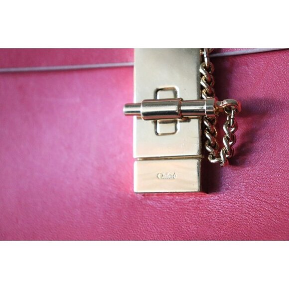 Chloé Medium Pink White Drew Crossbody Bag Chain Strap Leather Flap Bag $1850 - Picture 7 of 11